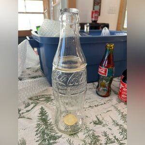 Coca Cola Embossed Clear Glass 2-Piece Jar